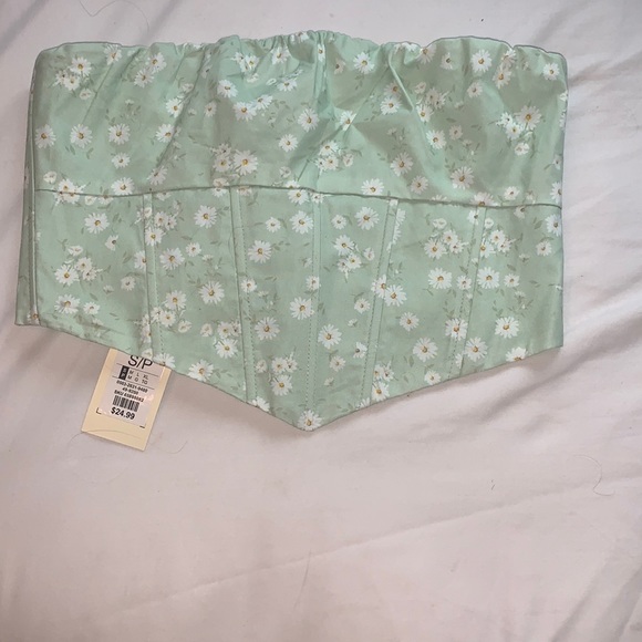 Green floral strapless corset top - Picture 1 of 2